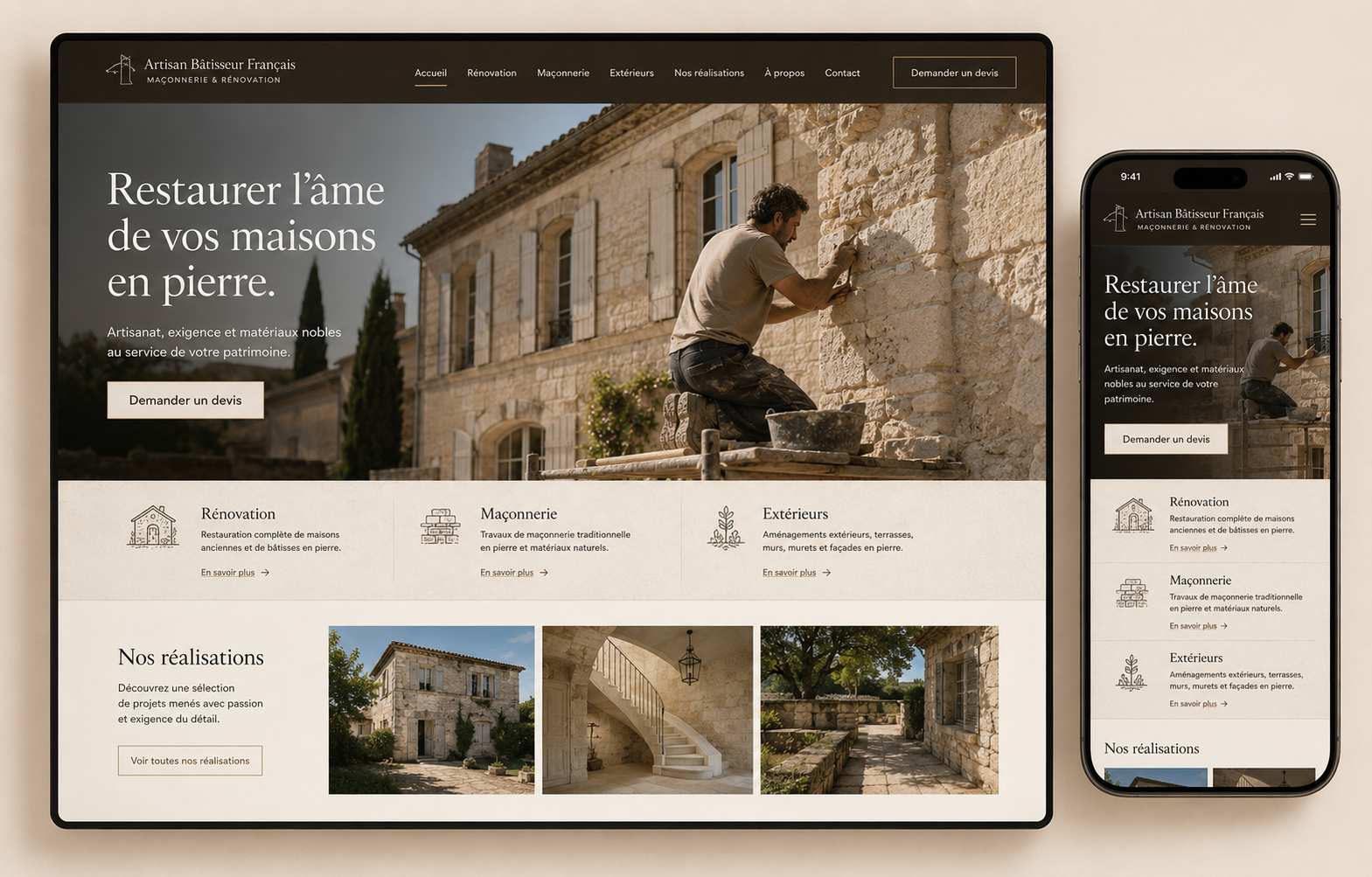 Mockup de l’étude de design Artisan du bâtiment